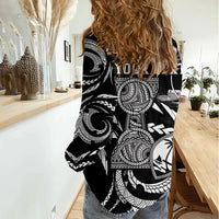 Personalised Guam Liberation Day Women Casual Shirt Black White Latte Stone Tribal Patterns