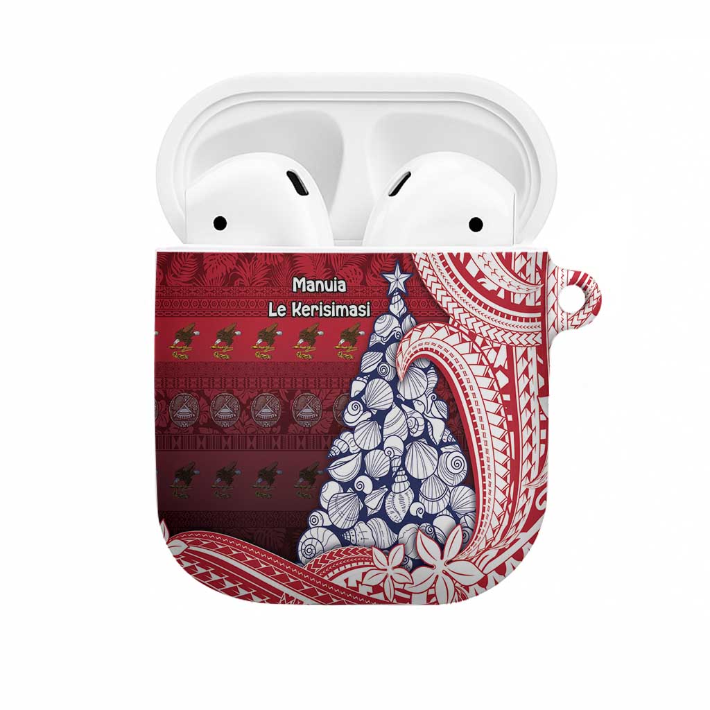 American Samoa Christmas AirPods Case Seashell Xmas Tree Tribal Waves - Polynesian Pride