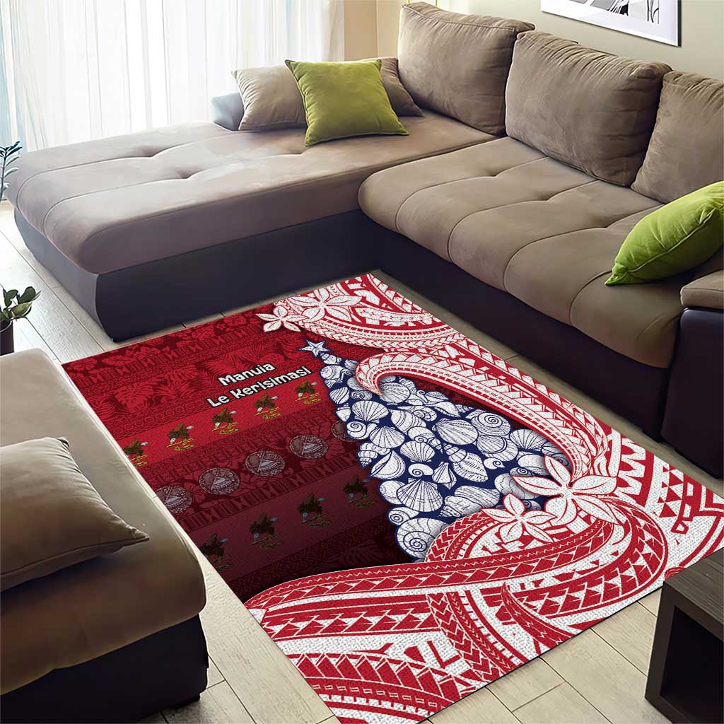 American Samoa Christmas Area Rug Seashell Xmas Tree Tribal Waves - Polynesian Pride
