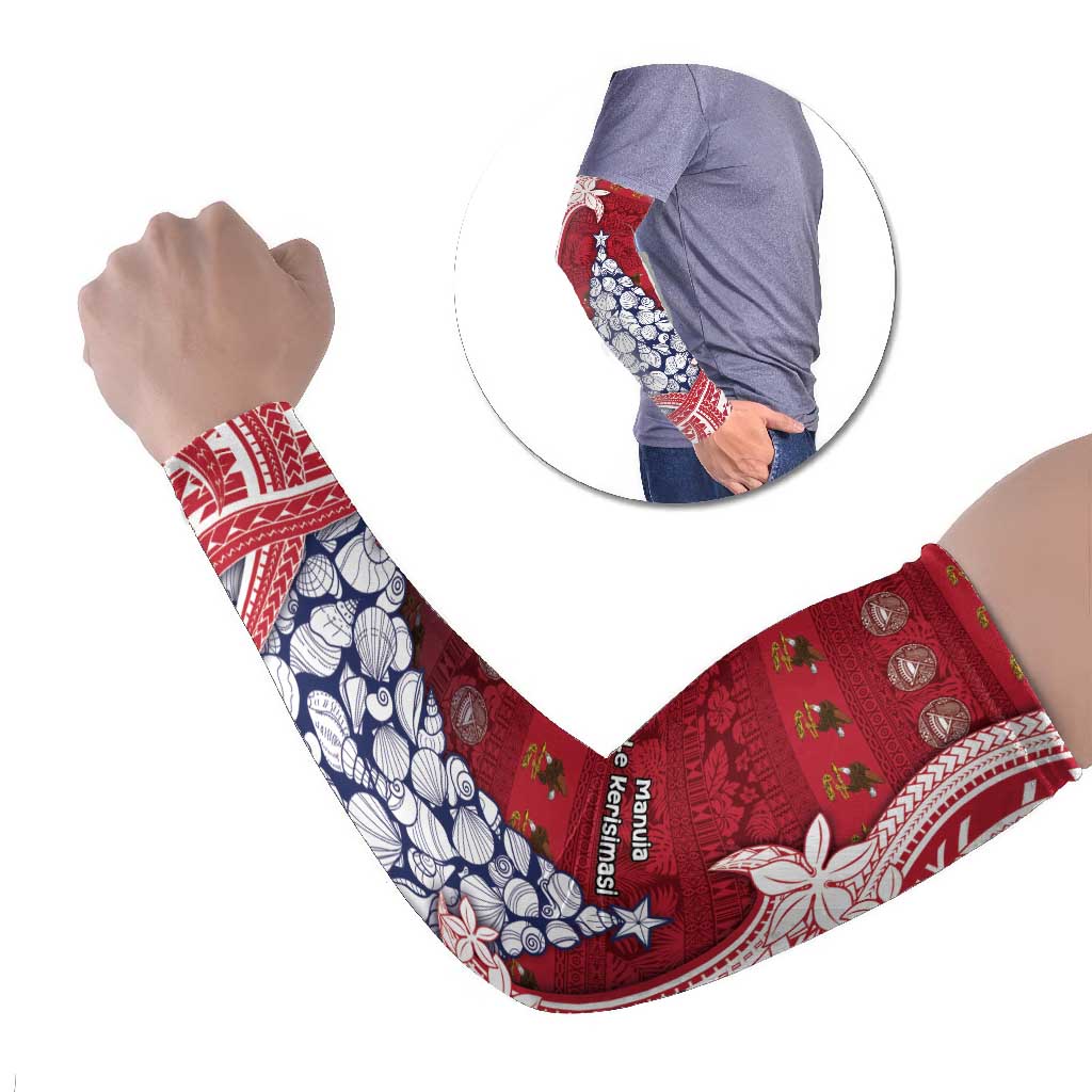 American Samoa Christmas Arm Sleeves Seashell Xmas Tree Tribal Waves - Polynesian Pride