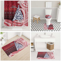 American Samoa Christmas Bathroom Set Seashell Xmas Tree Tribal Waves - Polynesian Pride