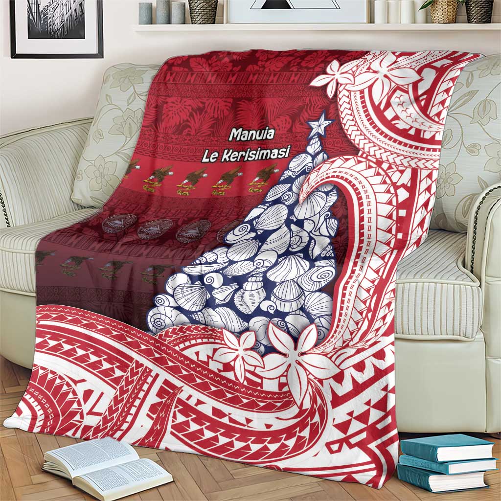American Samoa Christmas Blanket Seashell Xmas Tree Tribal Waves - Polynesian Pride