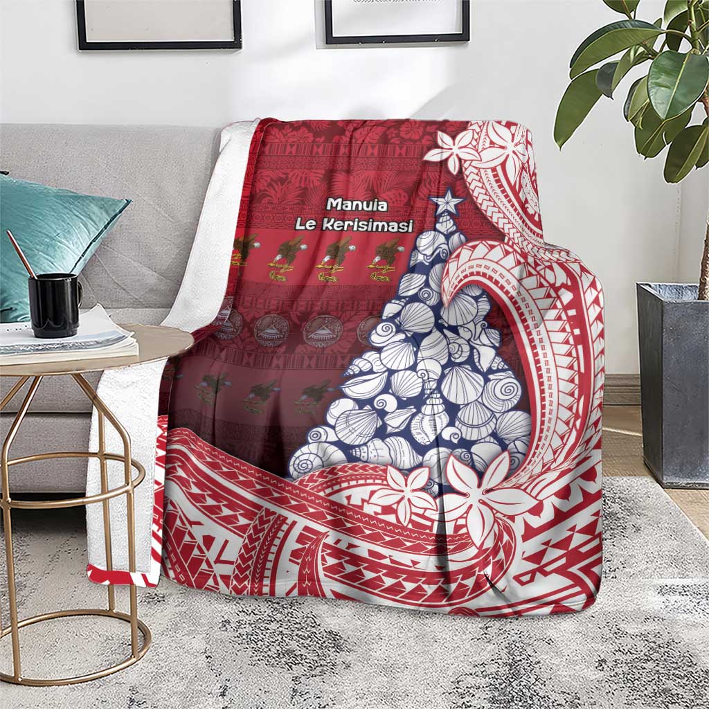 American Samoa Christmas Blanket Seashell Xmas Tree Tribal Waves - Polynesian Pride