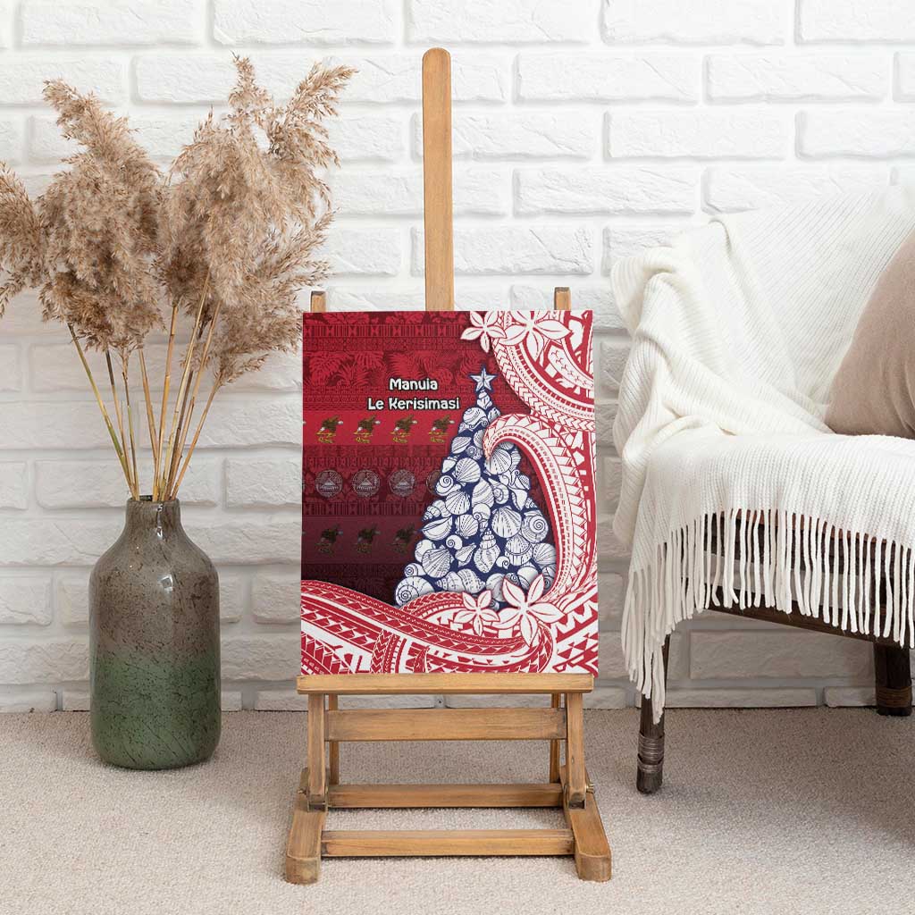 American Samoa Christmas Canvas Wall Art Seashell Xmas Tree Tribal Waves - Polynesian Pride