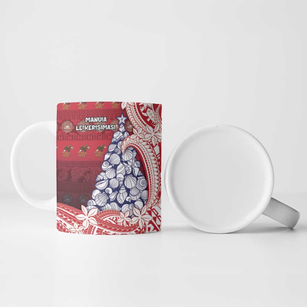 American Samoa Christmas Ceramic Mug Seashell Xmas Tree Tribal Waves - Polynesian Pride