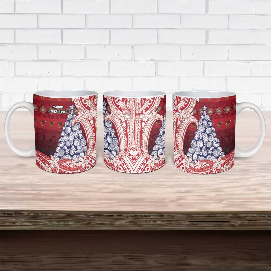 American Samoa Christmas Ceramic Mug Seashell Xmas Tree Tribal Waves - Polynesian Pride