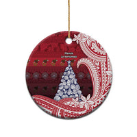 American Samoa Christmas Ceramic Ornament Seashell Xmas Tree And Waves Patterns - Polynesian Pride