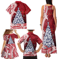 American Samoa Christmas Family Matching Tank Maxi Dress and Hawaiian Shirt Seashell Xmas Tree Tribal Waves - Polynesian Pride