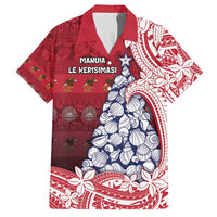 American Samoa Christmas Hawaiian Shirt Seashell Xmas Tree Tribal Waves - Polynesian Pride