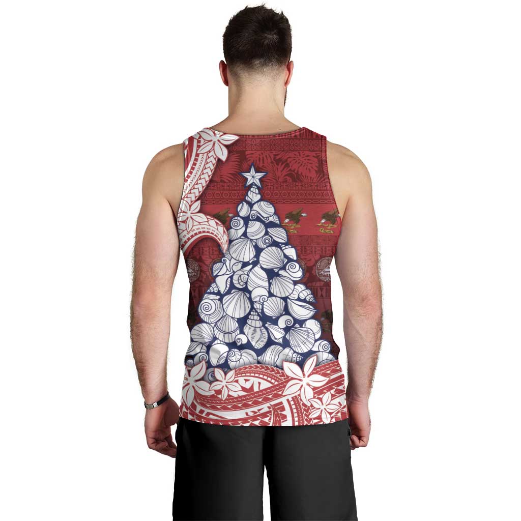 American Samoa Christmas Men Tank Top Seashell Xmas Tree Tribal Waves - Polynesian Pride