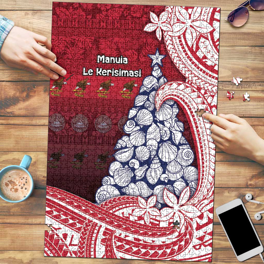 American Samoa Christmas Puzzle Seashell Xmas Tree Tribal Waves - Polynesian Pride