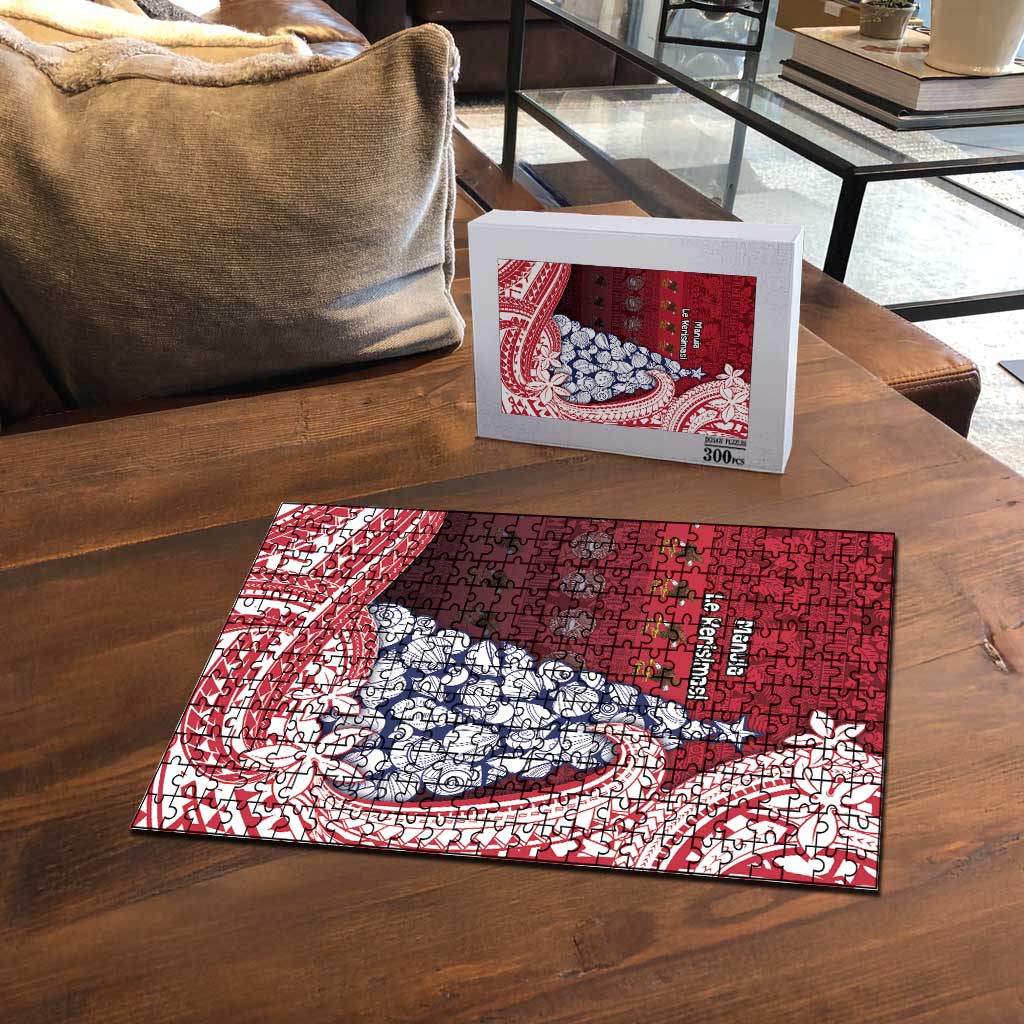 American Samoa Christmas Puzzle Seashell Xmas Tree Tribal Waves - Polynesian Pride