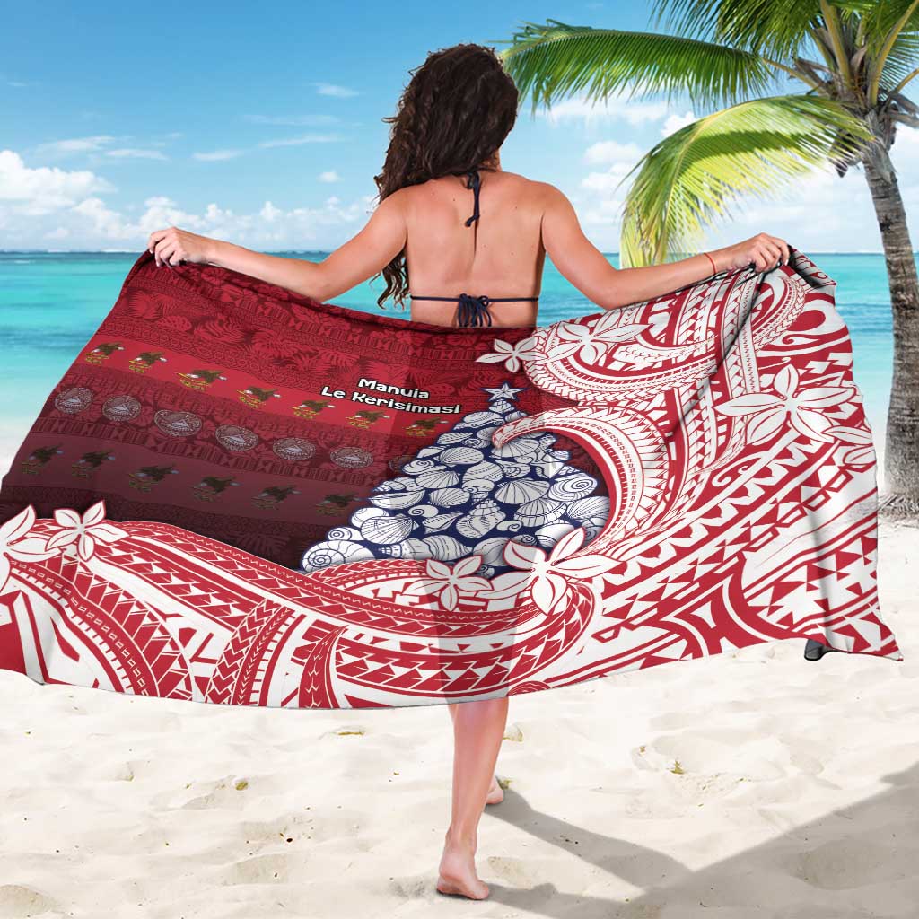 American Samoa Christmas Sarong Seashell Xmas Tree Tribal Waves - Polynesian Pride