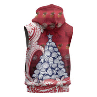 American Samoa Christmas Sleeveless Hoodie Seashell Xmas Tree Tribal Waves - Polynesian Pride