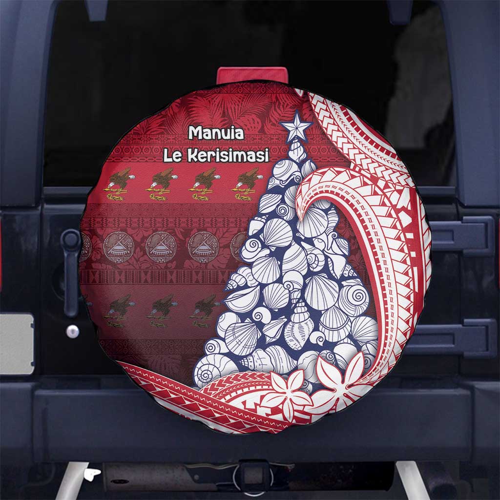 American Samoa Christmas Spare Tire Cover Seashell Xmas Tree Tribal Waves - Polynesian Pride