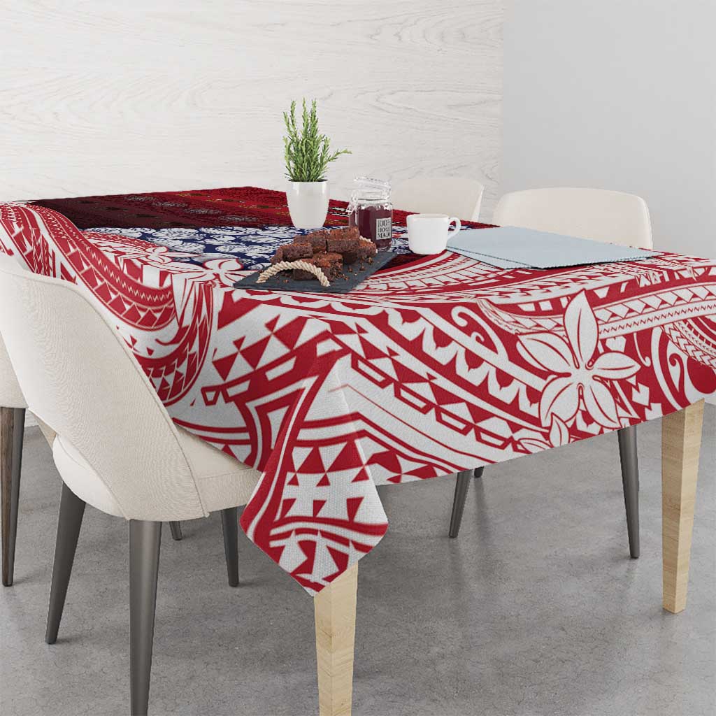 American Samoa Christmas Tablecloth Seashell Xmas Tree Tribal Waves - Polynesian Pride