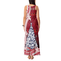 American Samoa Christmas Tank Maxi Dress Seashell Xmas Tree Tribal Waves - Polynesian Pride