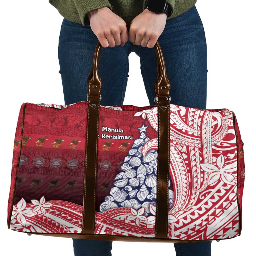 American Samoa Christmas Travel Bag Seashell Xmas Tree Tribal Waves - Polynesian Pride