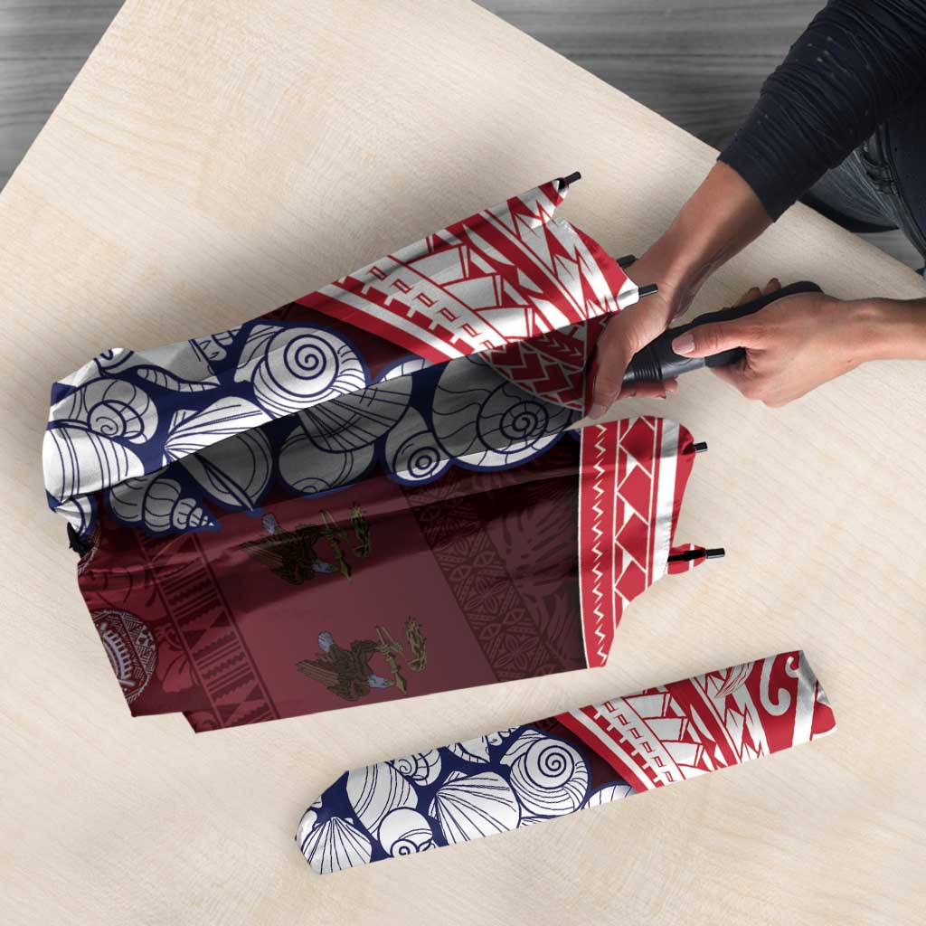 American Samoa Christmas Umbrella Seashell Xmas Tree Tribal Waves - Polynesian Pride