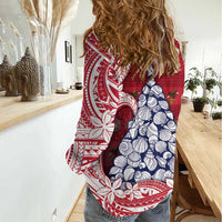 American Samoa Christmas Women Casual Shirt Seashell Xmas Tree Tribal Waves - Polynesian Pride