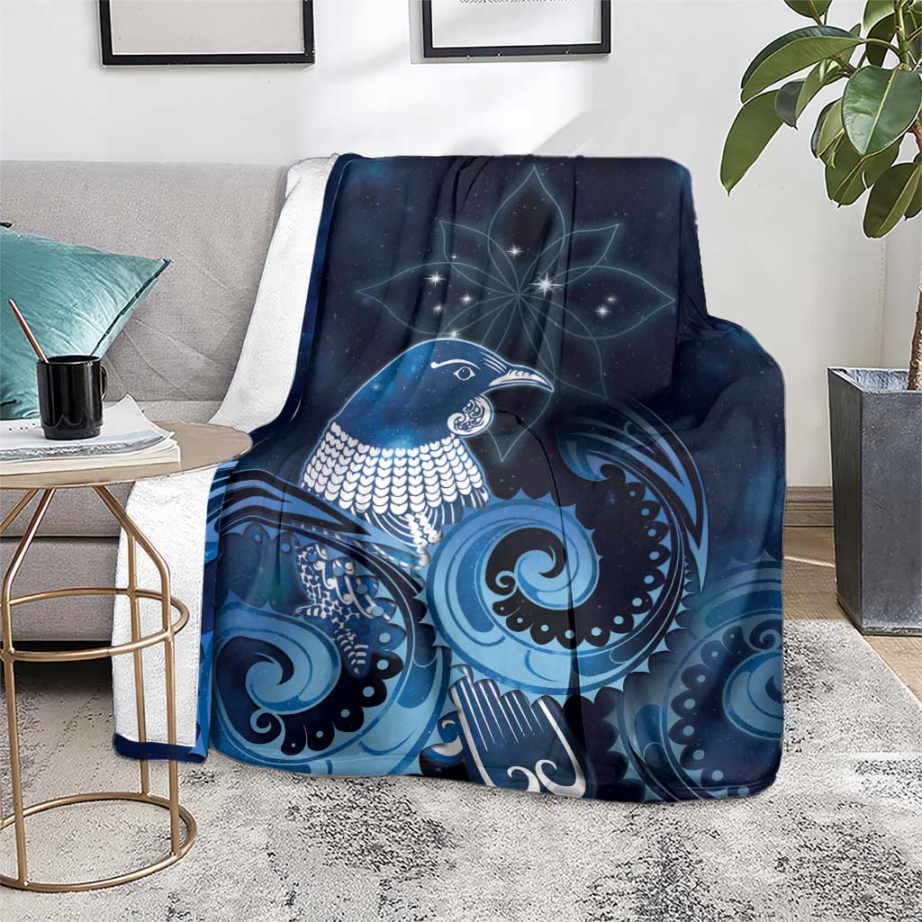 New Zealand Matariki Blanket Maori Tui Bird Blue Galaxy