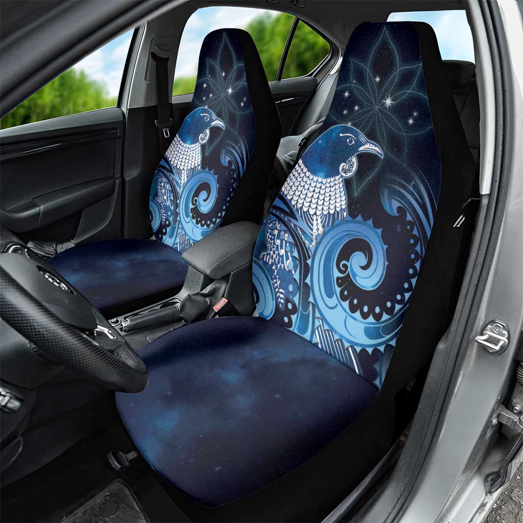 New Zealand Matariki Car Seat Cover Maori Tui Bird Blue Galaxy