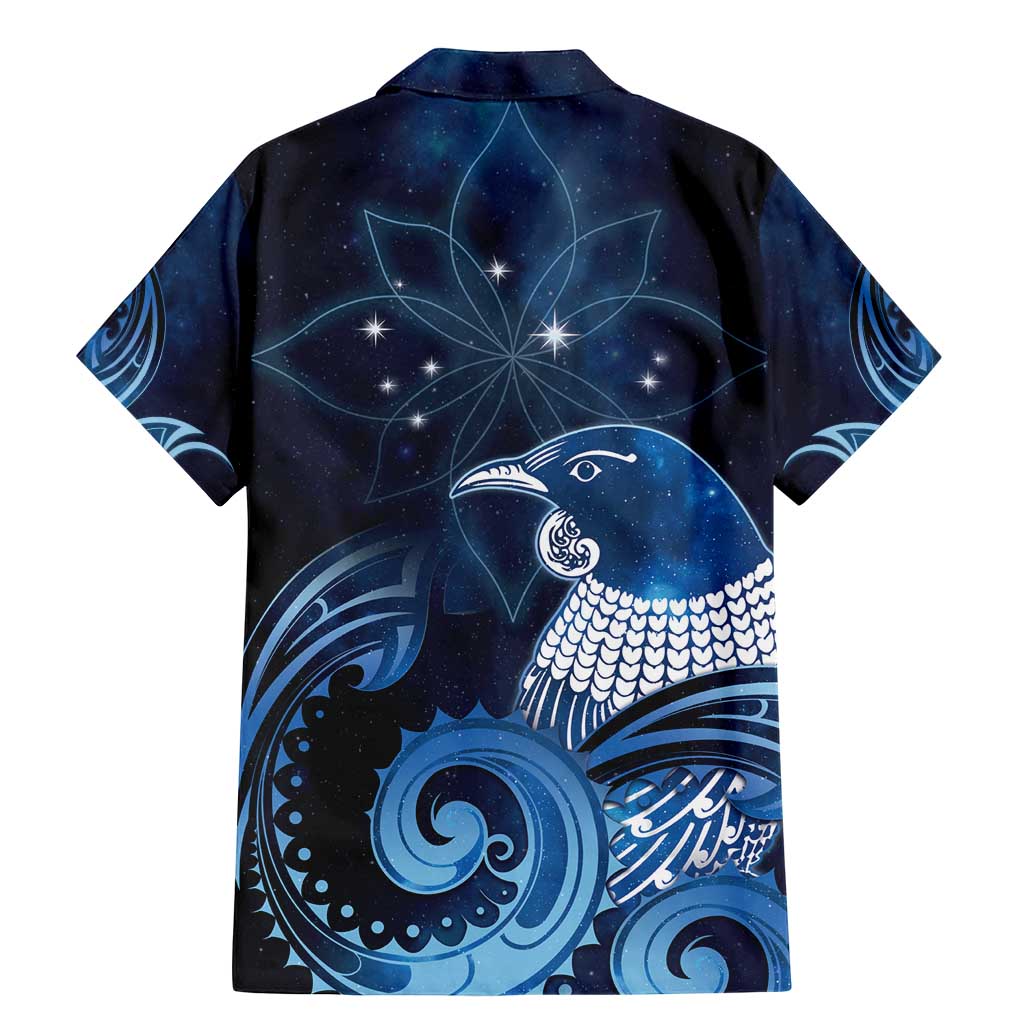 New Zealand Matariki Family Matching Mermaid Dress and Hawaiian Shirt Maori Tui Bird Blue Galaxy