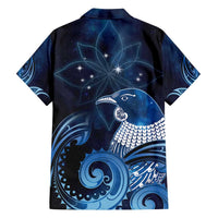 New Zealand Matariki Family Matching Puletasi and Hawaiian Shirt Maori Tui Bird Blue Galaxy