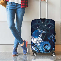 New Zealand Matariki Luggage Cover Maori Tui Bird Blue Galaxy
