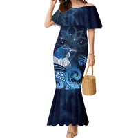 New Zealand Matariki Mermaid Dress Maori Tui Bird Blue Galaxy DT05 Women Blue - Polynesian Pride