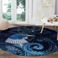 New Zealand Matariki Round Carpet Maori Tui Bird Blue Galaxy