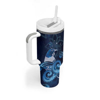New Zealand Matariki Tumbler With Handle Maori Tui Bird Blue Galaxy