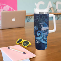 New Zealand Matariki Tumbler With Handle Maori Tui Bird Blue Galaxy