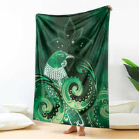 New Zealand Matariki Blanket Maori Tui Bird Green Galaxy