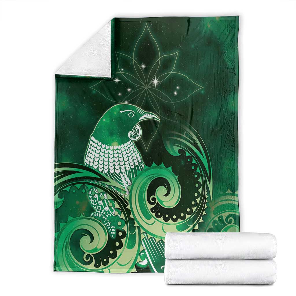 New Zealand Matariki Blanket Maori Tui Bird Green Galaxy