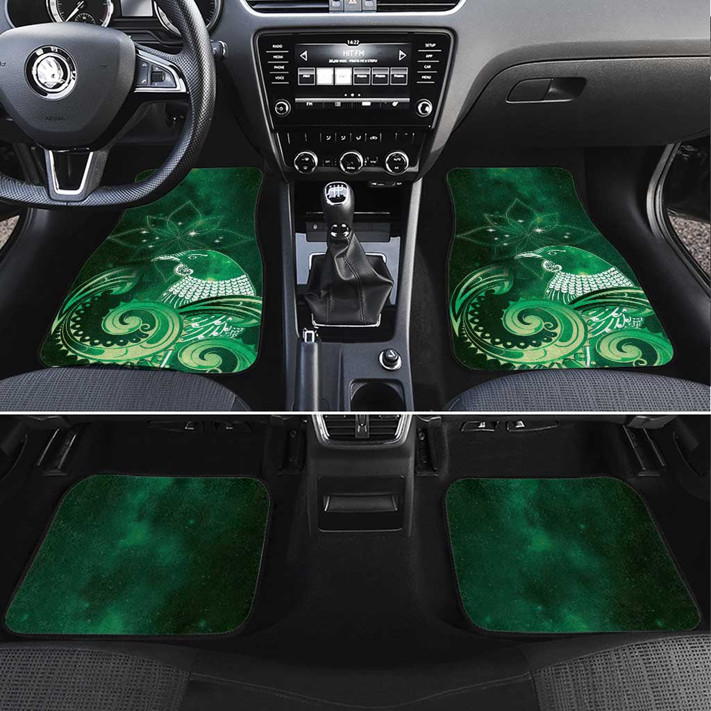 New Zealand Matariki Car Mats Maori Tui Bird Green Galaxy