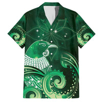 New Zealand Matariki Hawaiian Shirt Maori Tui Bird Green Galaxy