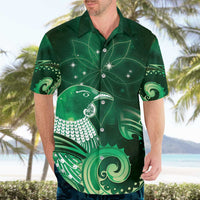 New Zealand Matariki Hawaiian Shirt Maori Tui Bird Green Galaxy