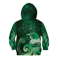 New Zealand Matariki Kid Hoodie Maori Tui Bird Green Galaxy