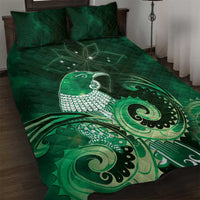 New Zealand Matariki Quilt Bed Set Maori Tui Bird Green Galaxy