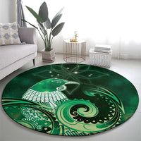 New Zealand Matariki Round Carpet Maori Tui Bird Green Galaxy