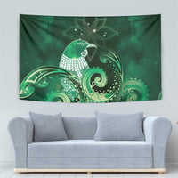 New Zealand Matariki Tapestry Maori Tui Bird Green Galaxy