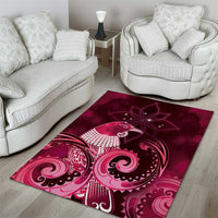 New Zealand Matariki Area Rug Maori Tui Bird Magenta Galaxy