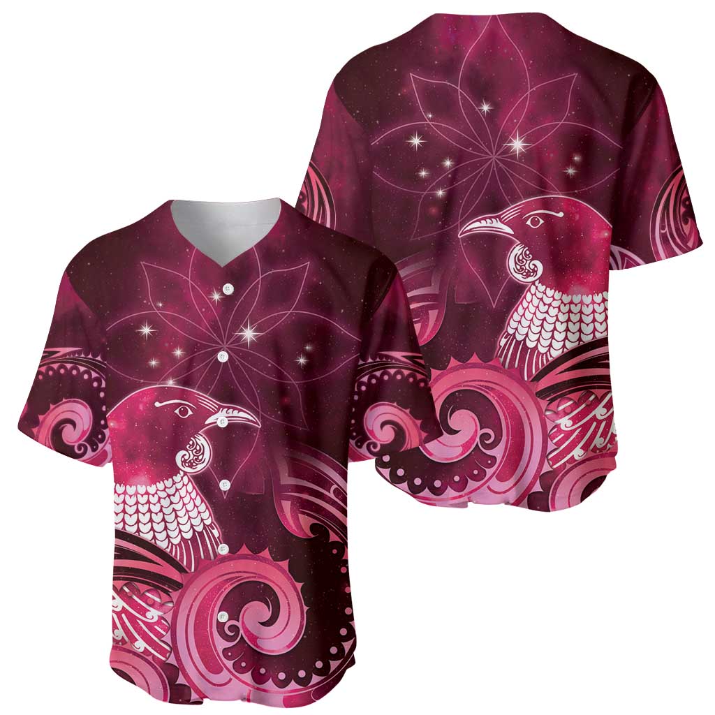 New Zealand Matariki Baseball Jersey Maori Tui Bird Magenta Galaxy