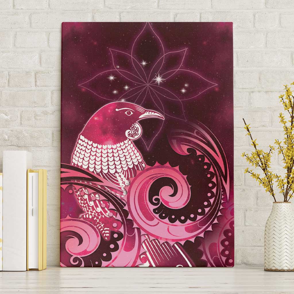 New Zealand Matariki Canvas Wall Art Maori Tui Bird Magenta Galaxy