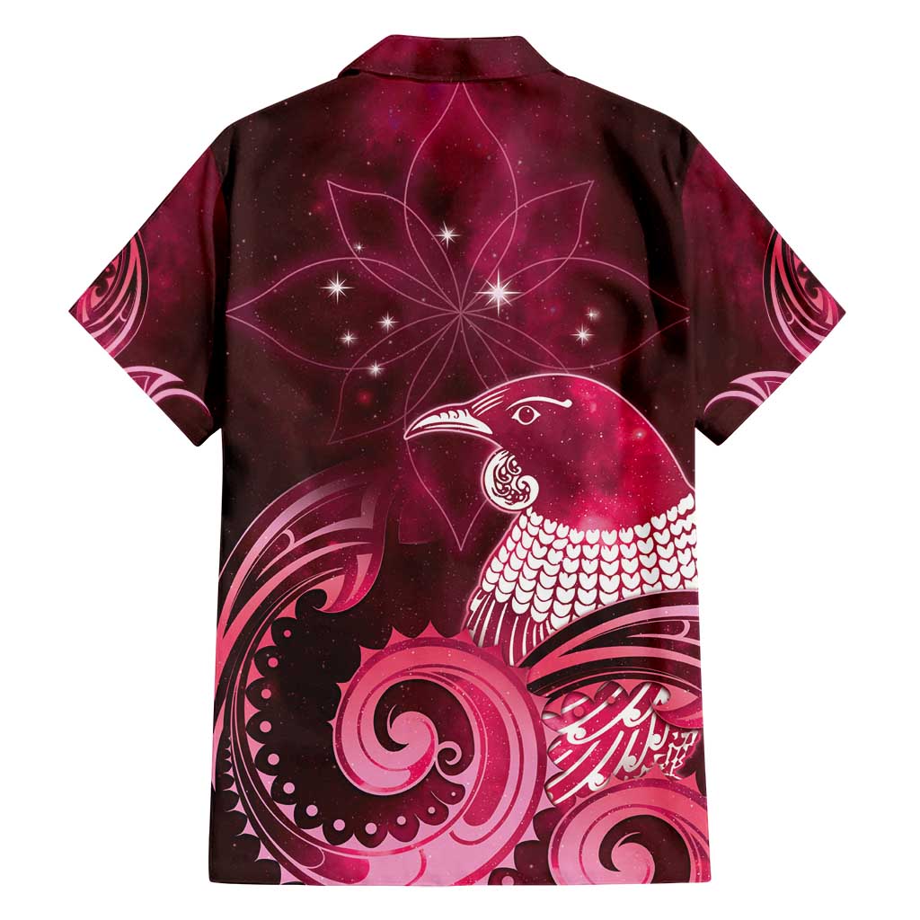 New Zealand Matariki Family Matching Summer Maxi Dress and Hawaiian Shirt Maori Tui Bird Magenta Galaxy