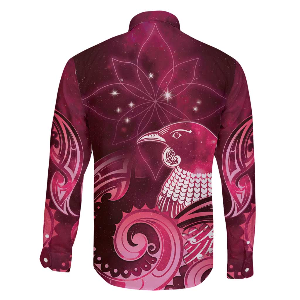 New Zealand Matariki Family Matching Summer Maxi Dress and Hawaiian Shirt Maori Tui Bird Magenta Galaxy