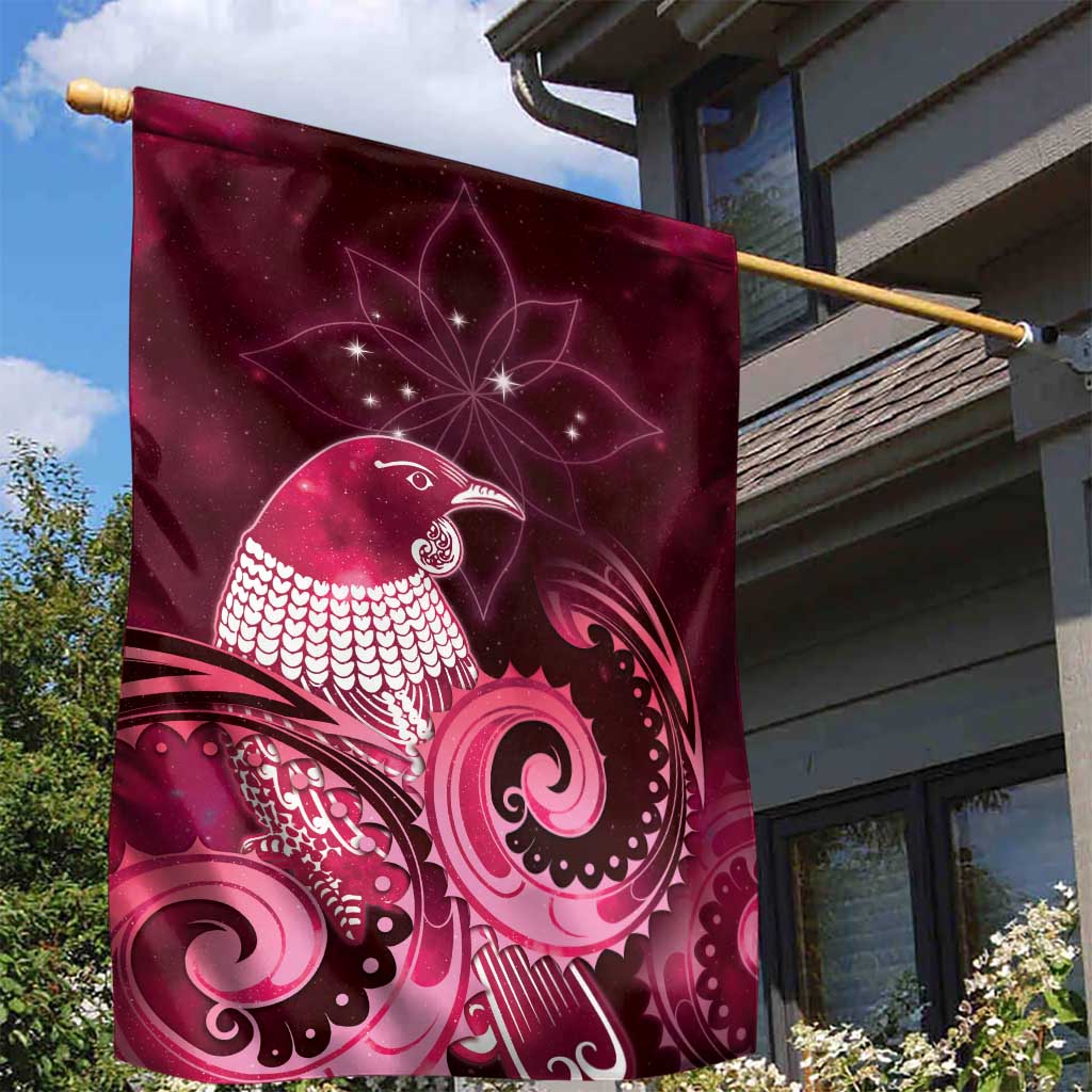 New Zealand Matariki Garden Flag Maori Tui Bird Magenta Galaxy