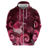 New Zealand Matariki Hoodie Maori Tui Bird Magenta Galaxy