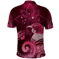 New Zealand Matariki Polo Shirt Maori Tui Bird Magenta Galaxy